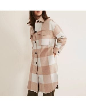 Phase Eight Cream Carla Wool Blend Check Coat - Natural