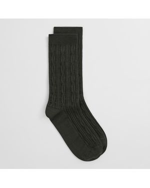 GANT Khaki Cable Knit Socks - Black