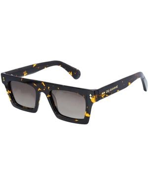 Infinity Leather De-Gamme Rectangle Thick Frame Polarized Sunglasses - Black