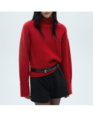 Mango High Neck Cuff Jumper - Red
