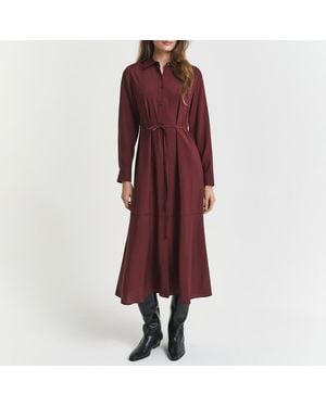 GANT Burgundy Midi Shirt Dress - Red