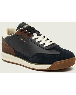 Replay Suede Insert Leather Trainers - Blue