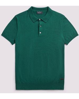 Duchamp Short Sleeve Knit Cotton Blend Polo Shirt - Green