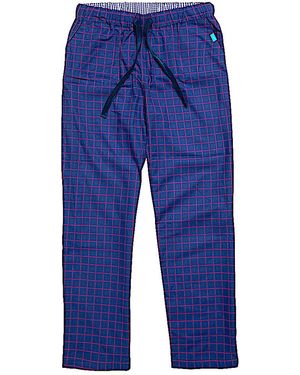 Lounge Loungewear Bottoms/Pants Organic Brushed Cotton And Check - Blue