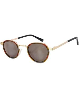 Infinity Leather De-Gamme Retro Round Polarized Sunglasses - Metallic