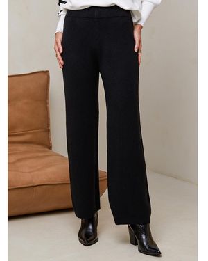 Sofiacashmere Cashmere Blend Wide Leg Trousers - Blue