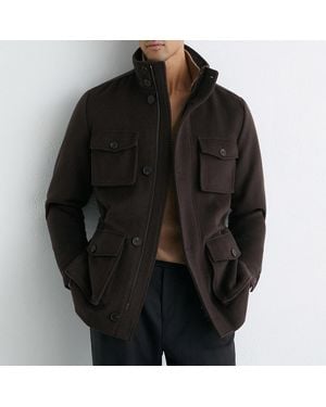 Reiss Trident Wool Blend Jacket - Black