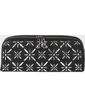 Assots London 'holborn' Metallic Silver And Black Floral Designer Leather Clutch Bag - Multicolour