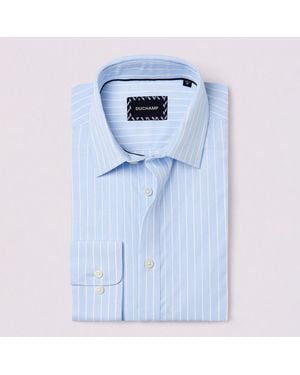 Duchamp Light Wide Stripe Cotton Shirt - Blue