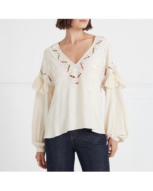 Temperley London Daphne Silk Blend Blouse - White