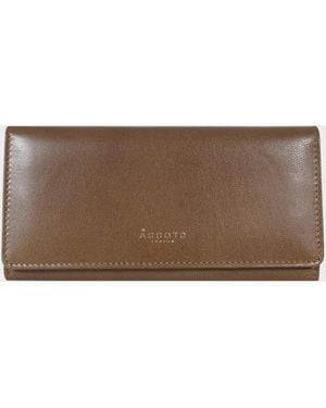Assots London 'Claire' Real Polished Vt Vintage Leather Flap Over Purse - Brown
