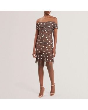 Ted Baker Tildahh Cross Over Mesh Dress - Brown