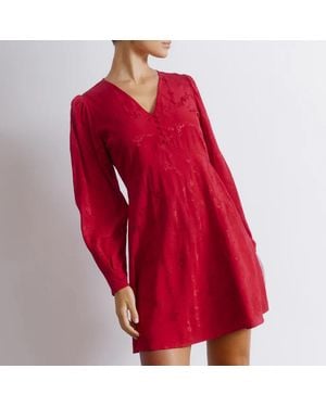 Albaray Jacquard Satin Short Dress - Red