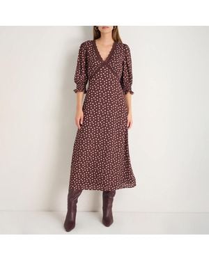 Wyse Cream Spot Elodie Midi Dress - Red