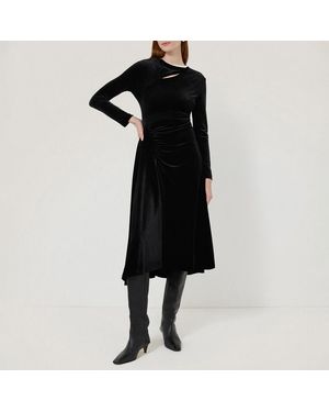 Jigsaw Velvet Ruched Dress - Black