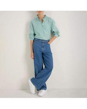 Wyse Ivory Stripe Orla Cotton Shirt - Blue