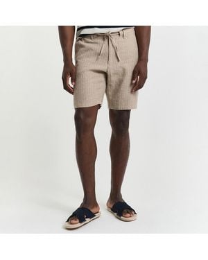 GANT Linen Pinstripe Shorts - Natural