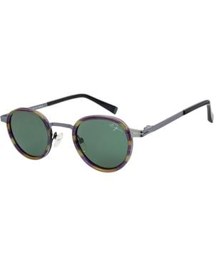 Infinity Leather De-Gamme Geometric Frame Polarized Sunglasses - Green