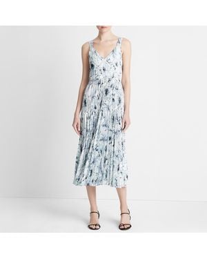 Vince Printed Lily Pleated Blouse - Blue