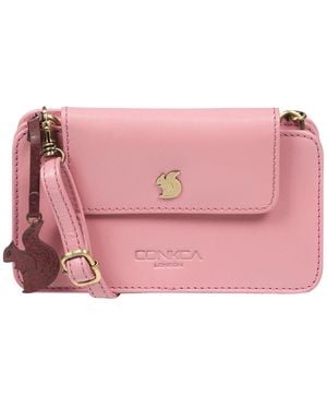 Conkca 'Little Wonder' Blush Leather Cross Body Clutch Bag - Pink