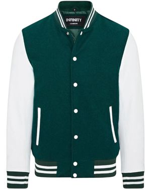 Infinity Leather Letterman Baseball Wool/ Leather Varsity Bomber Jacket - Green
