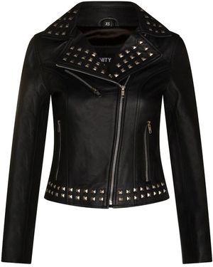 Infinity Leather Gothic Biker Leather Jacket With Studs-Bilbao - Black