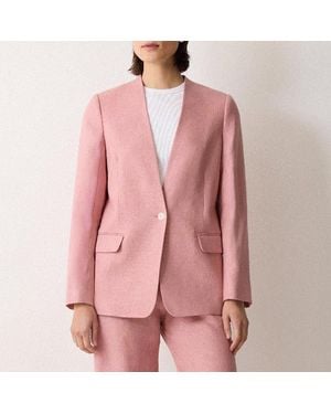 Jigsaw Linen Collarless Blazer - Pink
