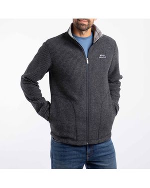 Weird Fish Charcoal Eco Full Zip Grid Fleece - Blue