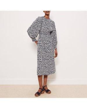 Hobbs Floral Fenton Ruched Dress - Grey