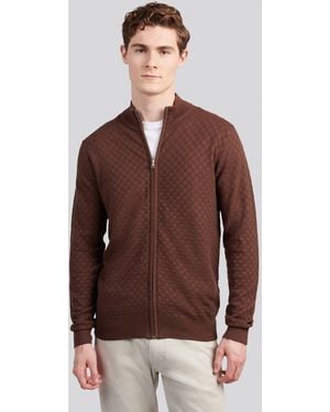 U.S. POLO ASSN. U. Polo Assn. Smart Checkerboard Zip Through Sweatshirt - Brown