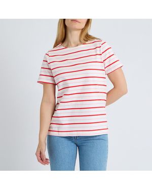 Joules Stripe Harbour Cotton T-Shirt - Red