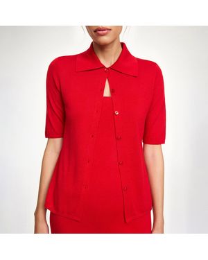 By Malene Birger Dotta Short Wool Silk Blend Cardigan - Red