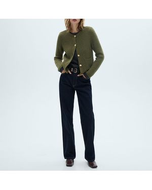 Mango Button Knit Cardigan - Green