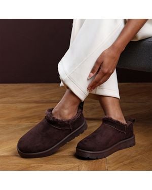 Where's That From 'Frances Cosy Faux-Suede Fur Heel Boots - Brown