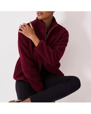 Crew Burgundy Borg Zip Through Fleece - Red