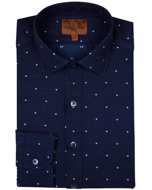 Simon Carter Polka Dot Cotton Shirt - Blue