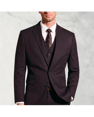 Brook Taverner Tailored Fit Hansen Burgundy Flannel Suit Jacket - Blue