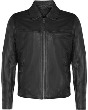 Infinity Leather Cow Hide Harrington Leather Biker Jacket-Sleaford - Black