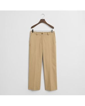 GANT Camel Tailored Cotton Trousers - Natural