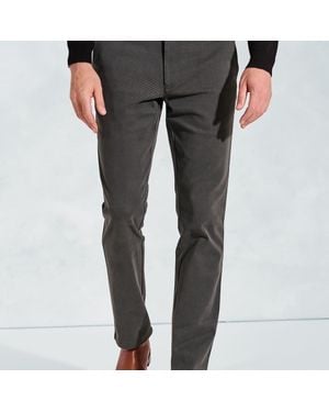 Brook Taverner Tailored Fit Seychelles Gunmetal Cotton Blend Twill Trousers - Grey