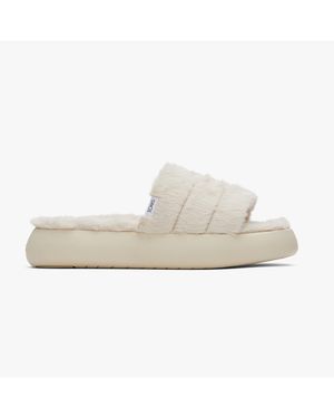 TOMS Light Alpargata Mallow Slide Flat Sandals - White