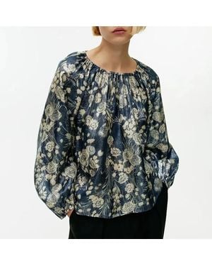 ARKET Floral Metallic Blouse - Green