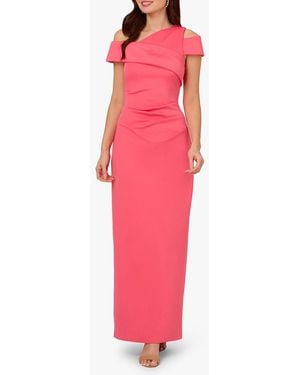Adrianna Papell Asymmetrical Drape Maxi Gown - Pink