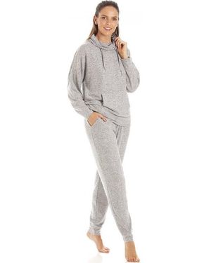 CAMILLE Comfy Fit Marl Hacci Pyjama Set - Grey