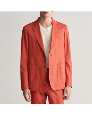 GANT Coral Slim Cotton Linen Suit Blazer - Red