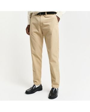 GANT Sand Tapered Canvas Cotton Chino Trousers - Natural