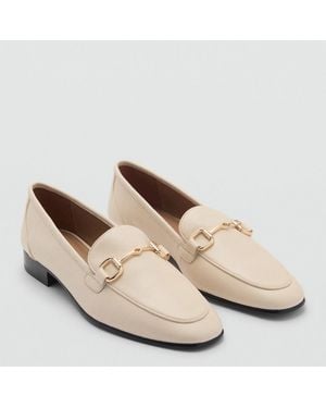 Mango Buckle Leather Moccasins - Natural