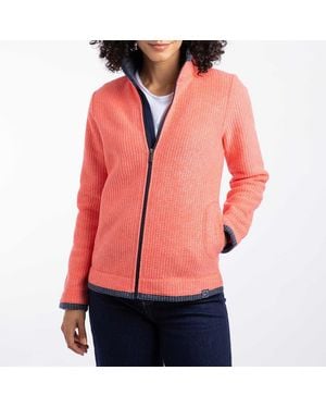 Weird Fish Coral Ariana Full Zip Grid Fleece - Red