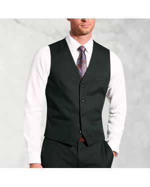 Brook Taverner Tailored Fit Hansen Dark Flannel Suit Waistcoat - Green