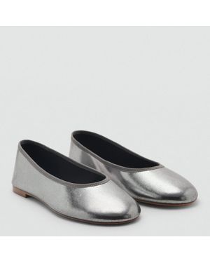 Mango Metallic Ballet Flats - Grey